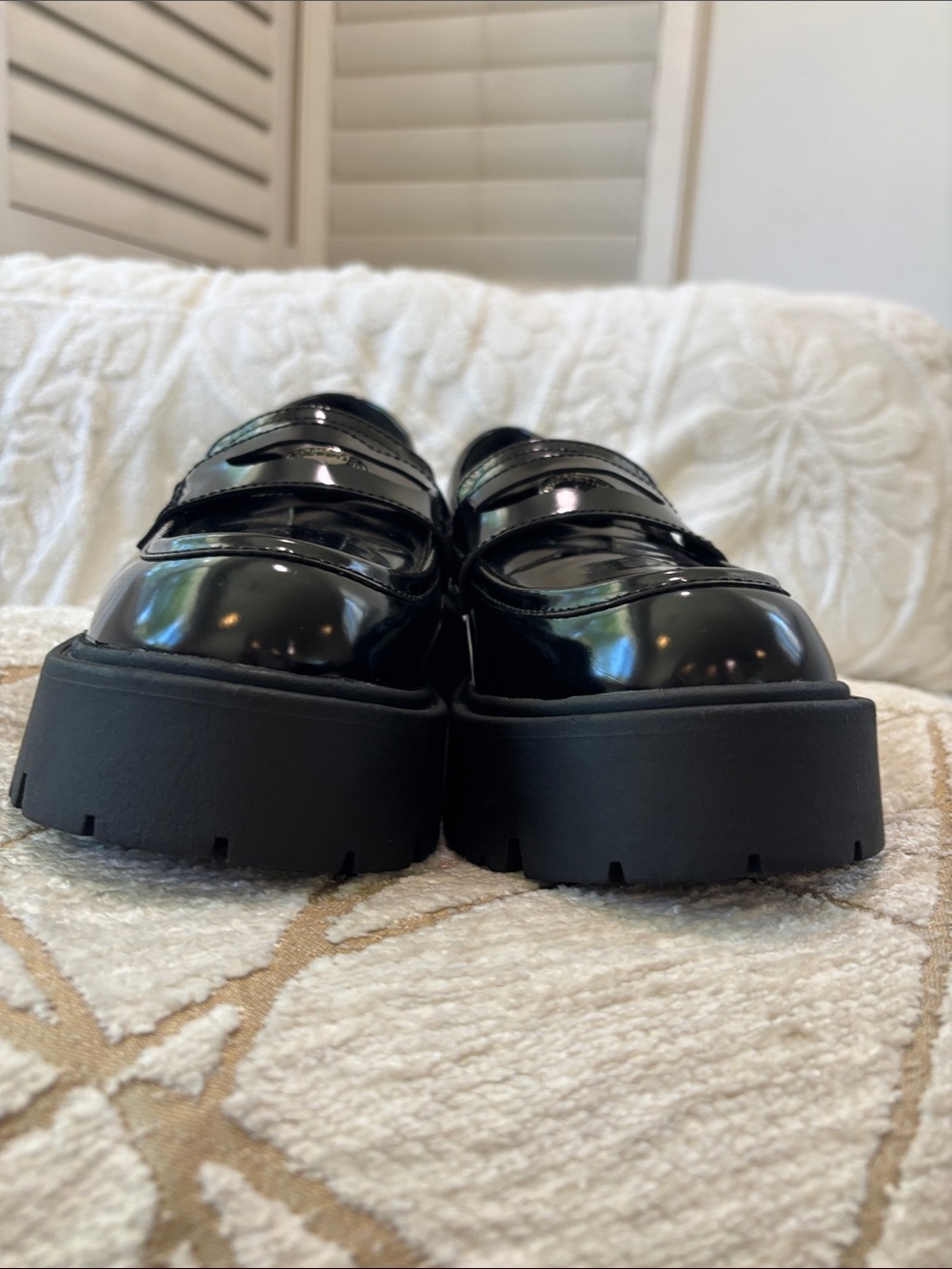 NEW Madden NYC Women's Size 8 Chunky Y2K Platform Lug Sole Penny Loafers Black - Picture 4 of 9
